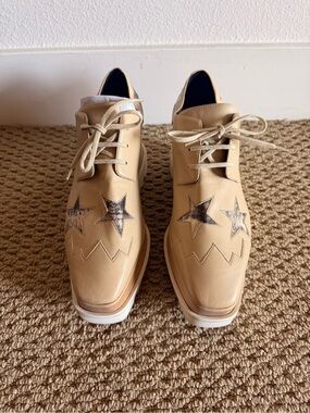 Stella McCartney Beige Platform Lace-Up Stars Derby Shoes